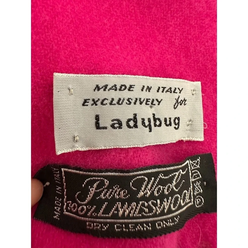 Vintage Made in Italy for Ladybug 100% Lambswool Pure Wool Pink Fringe Scarf 68